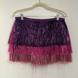 Nasty gal multicolored high waisted tinsel fringe shorts